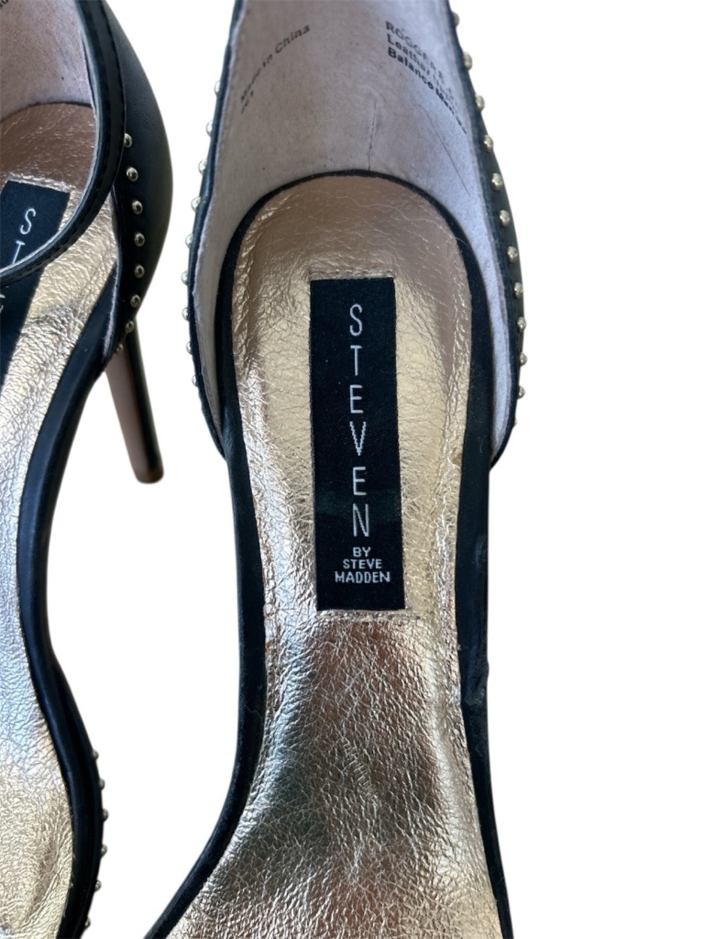 Steve Madden Black Studded Ankle-Strap Heels - Picture 8 of 8